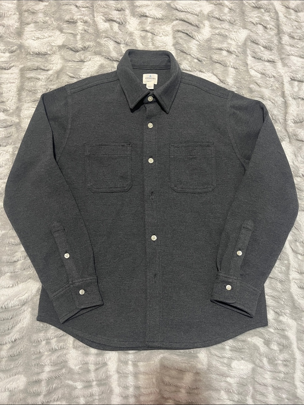 Big Boy Dark Gray Crew Cuts Button-Up Shirt Jacket